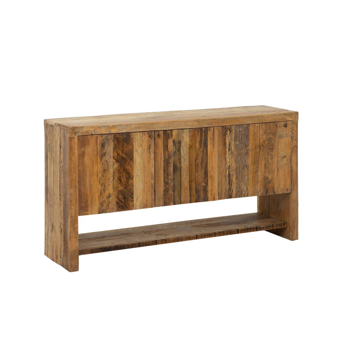 Meuble sous vasque en bois recyclé NAËL bois foncé, MADE IN MEUBLES