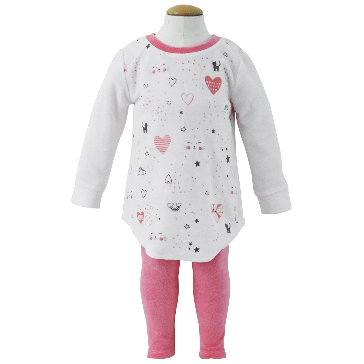 Pyjama 2 pieces velours rase fille les grands de sucre d'orge rose, SUCRE D'ORGE