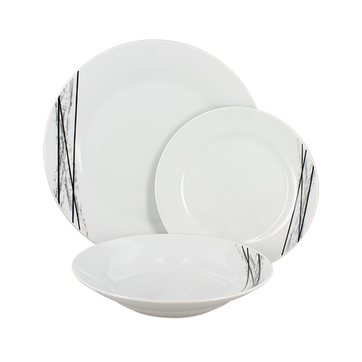 Lot de 6 assiettes desserts en porcelaine 19cm, CARBONE blanc, NOVASTYL