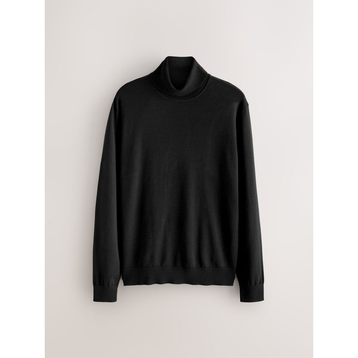 Pull col roulé regular en coton majoritaire noir, NEXT