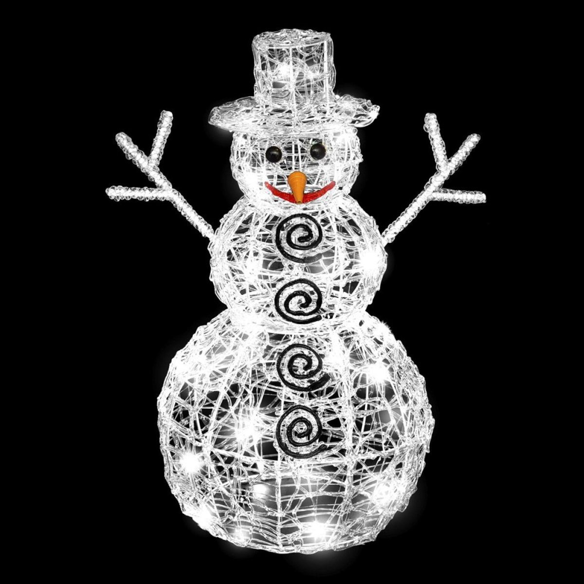 Décoration Lumineuse Led Extérieur Bonhomme De Neige H60 blanc, ATMOSPHERA