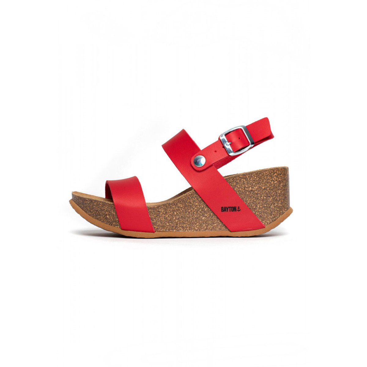 Sandales compensées SELENE rouge, BAYTON