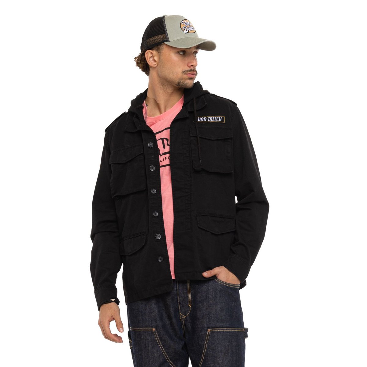 Veste militaire en coton SALT noir/blanc/orange, VON DUTCH