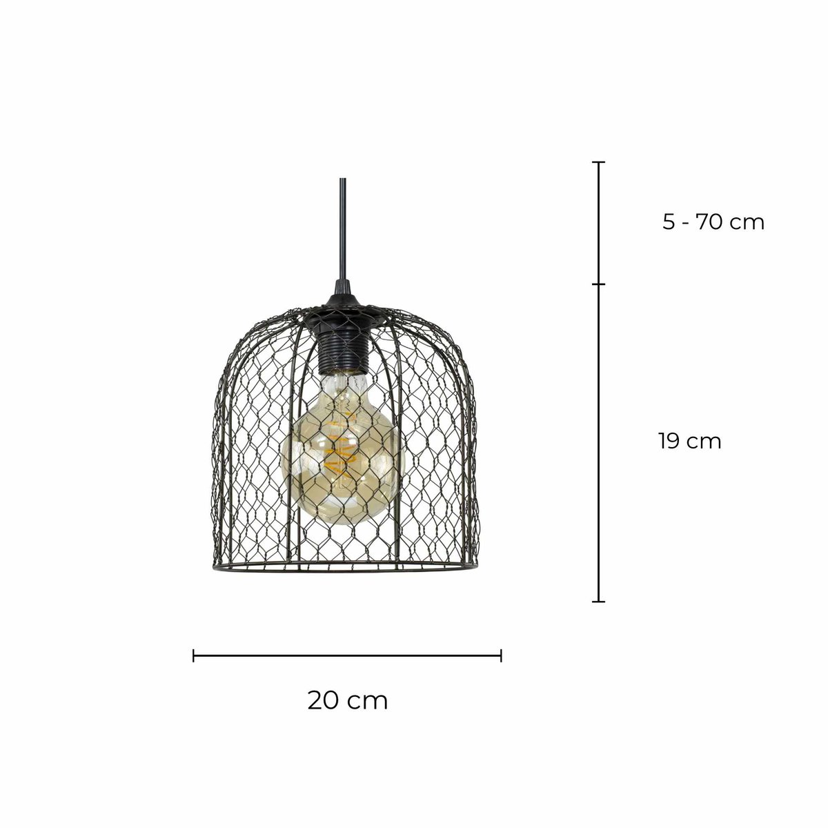 Suspension cloche en métal grillagé, CLOCHINE gris anthracite, C-CREATION