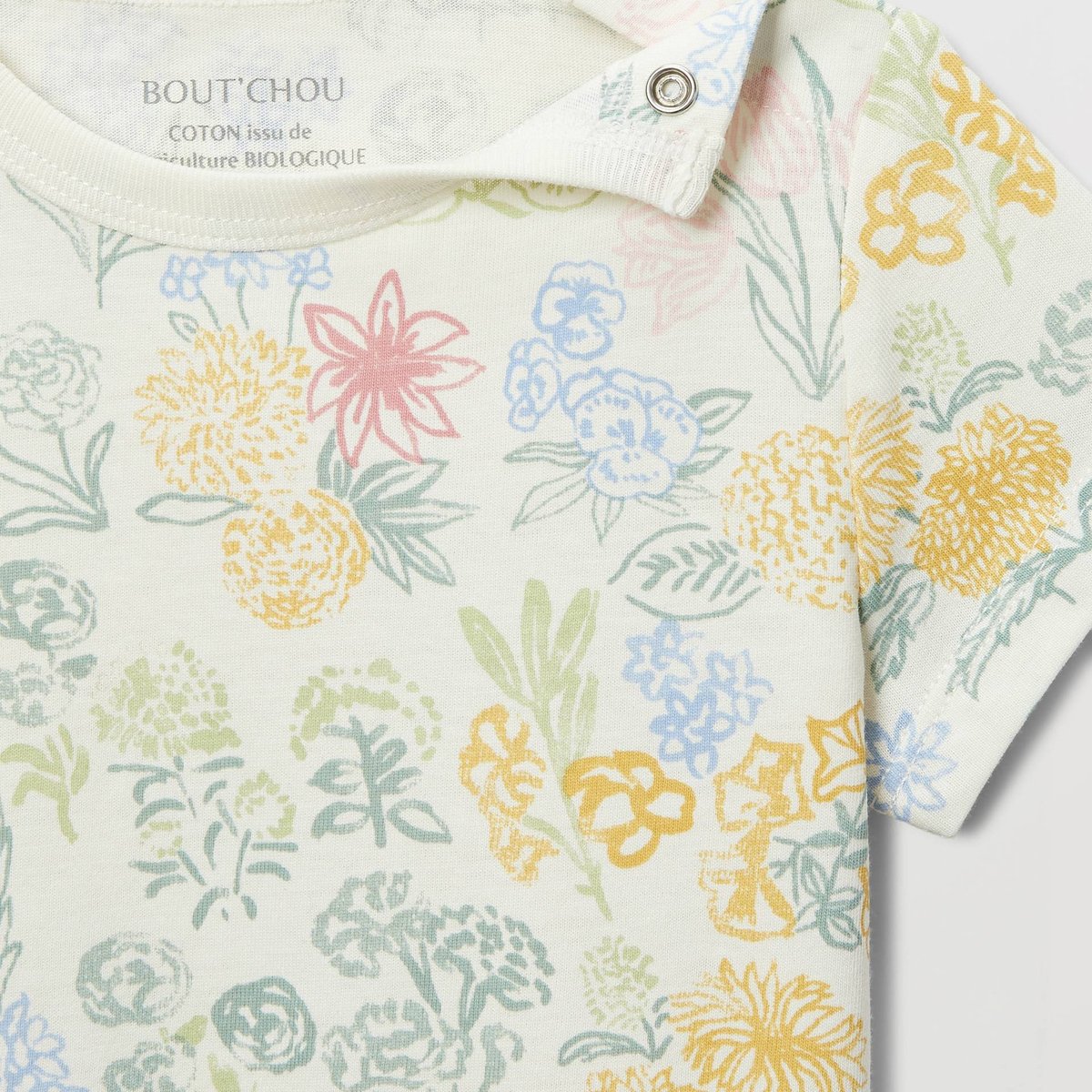 T-shirt manches courtes imprimé en coton BIO GOTS naturel, BOUT'CHOU