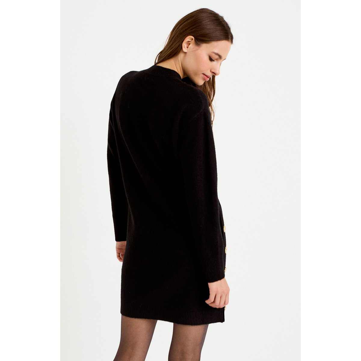 Robe pull droite manches longues noir, CACHE CACHE
