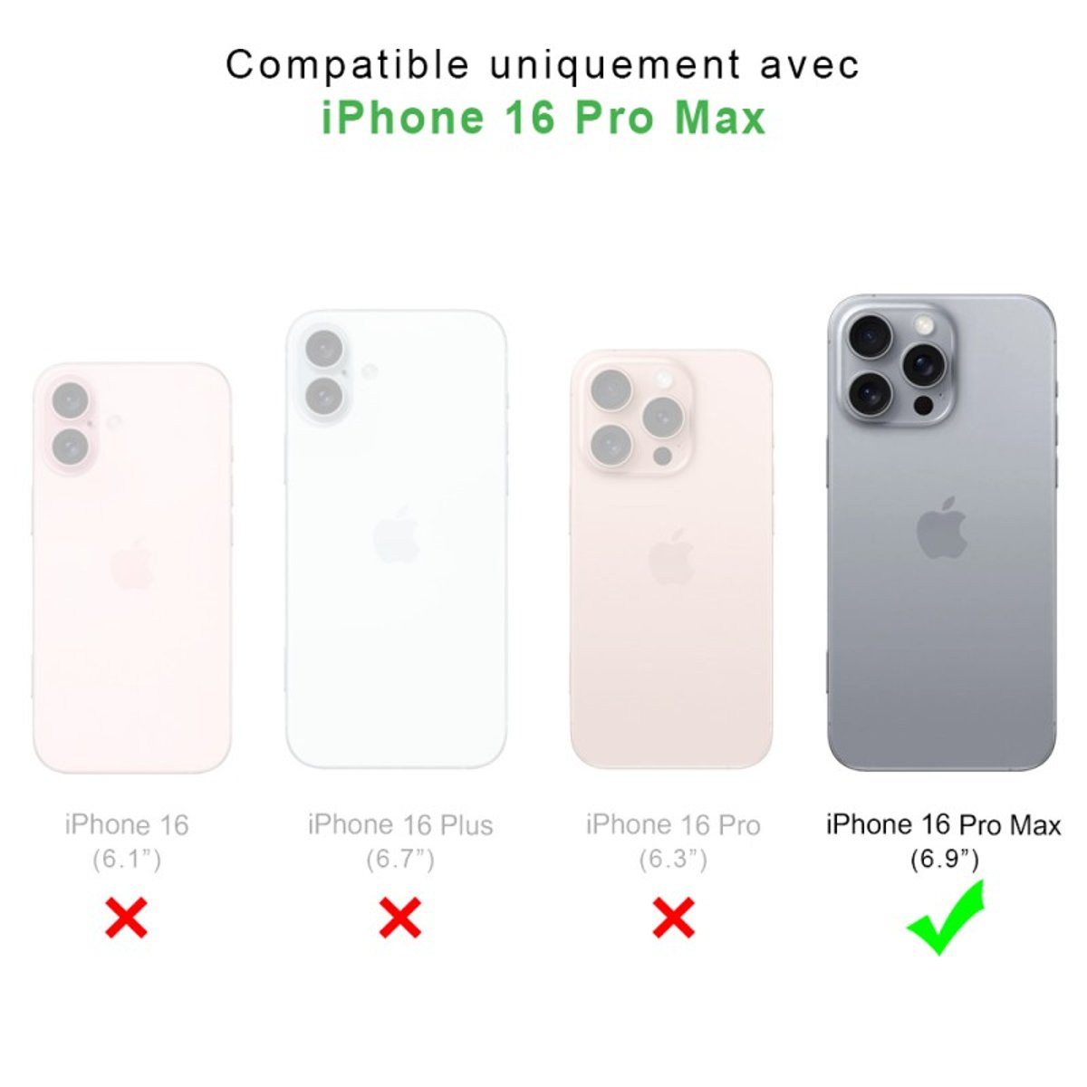 Coque iPhone 16 Pro Max antichoc + 2 vitres transparent, EVETANE