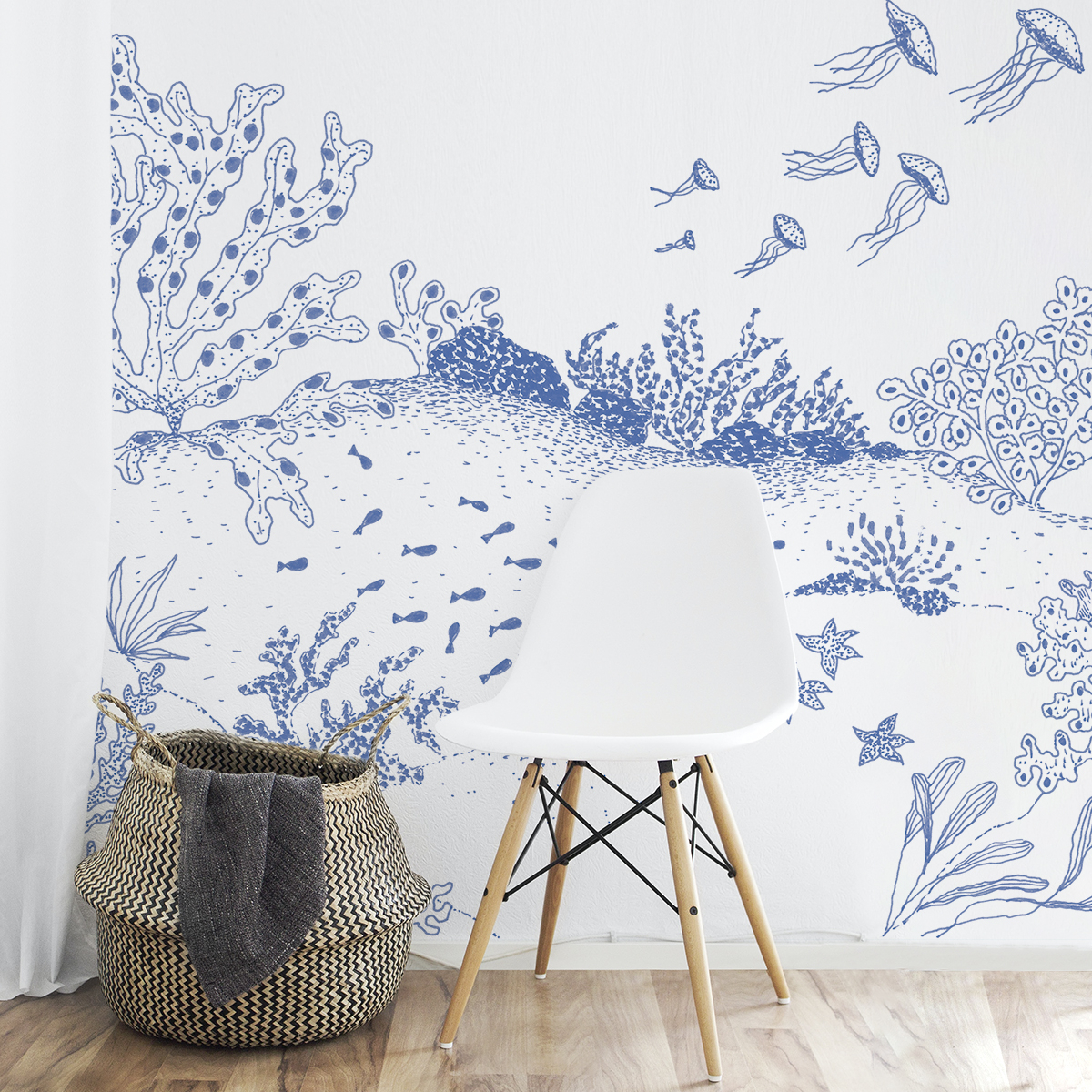 Papier peint panoramique Jardin sous-marin, Vert 525 x 250cm bleu, ACTE DECO