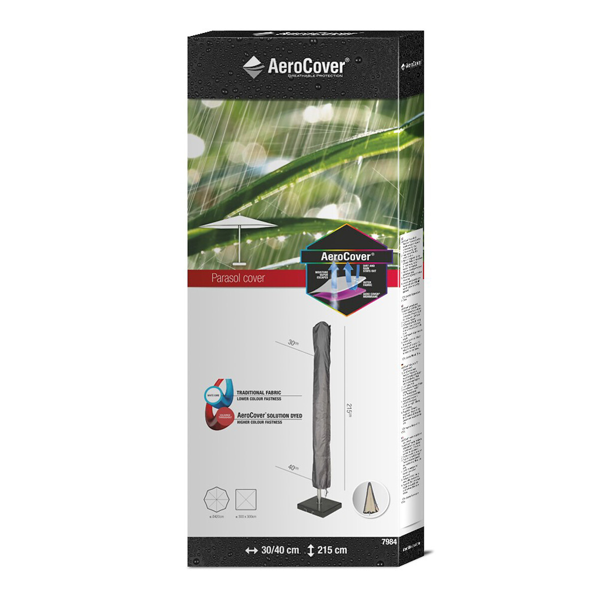 Garden Parasol Cover 215x40cm grey, AEROCOVER