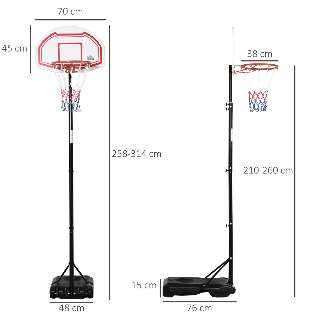 Panier de Basket-Ball sur pied blanc, HOMCOM