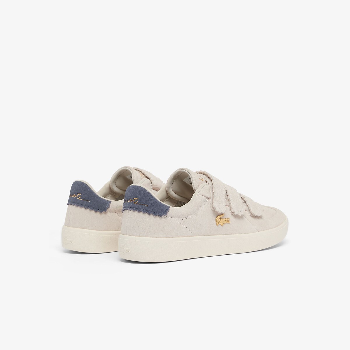 Sapatilhas baixas com barra autoaderente, em pele, BASESHOT STRAP bege, LACOSTE