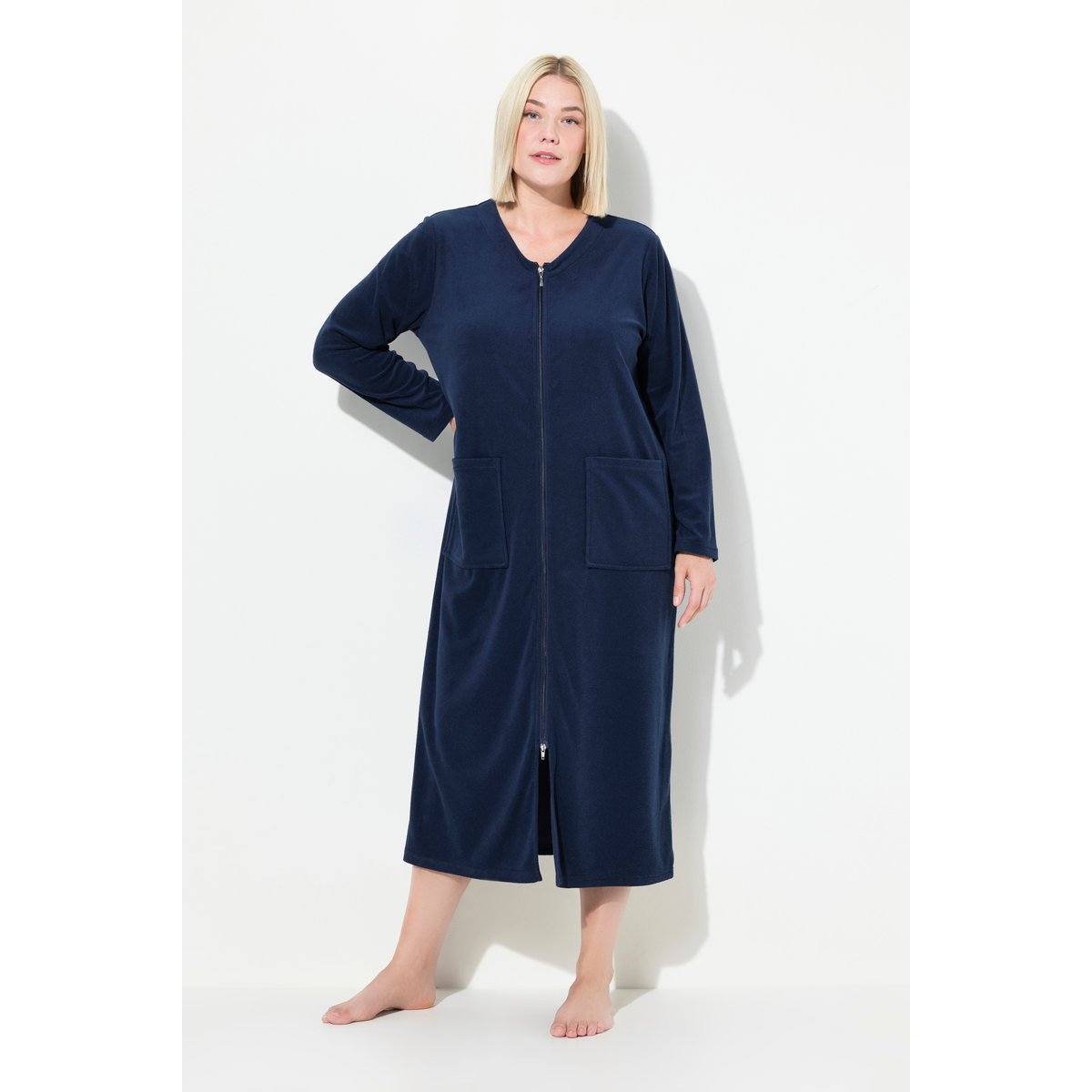 Peignoir en tissu éponge bleu nuit, ULLA POPKEN