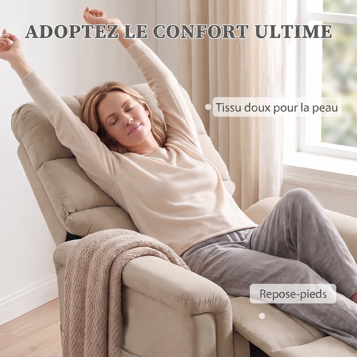 Fauteuil releveur électrique Velours (100 % marron, HOMCOM