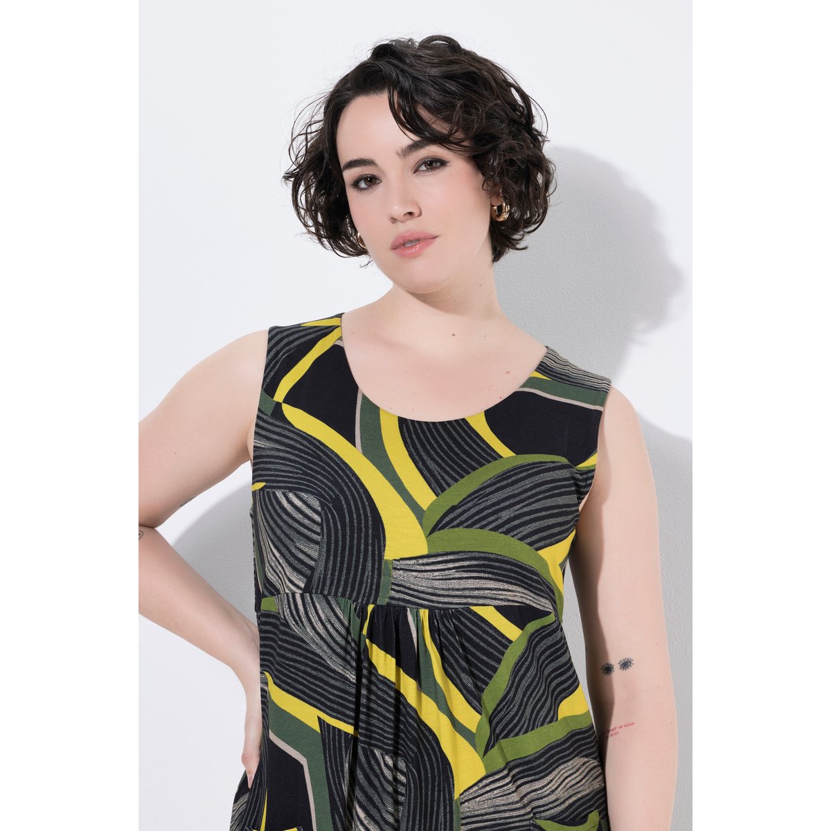 Robe en jersey sans manches gris olive, ULLA POPKEN