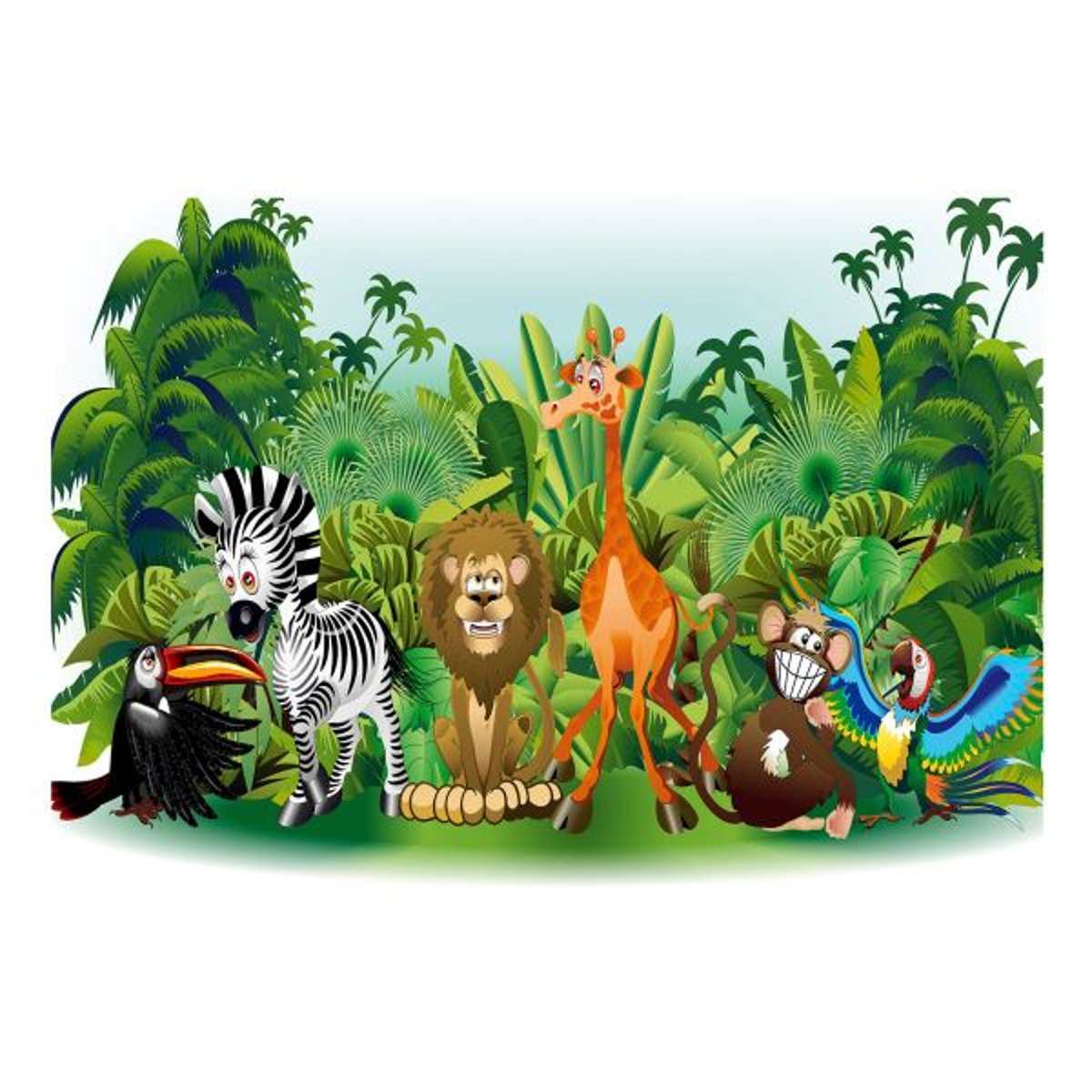 Papier peint intissé panoramique Pour enfants Jungle Animals vert, EDEN