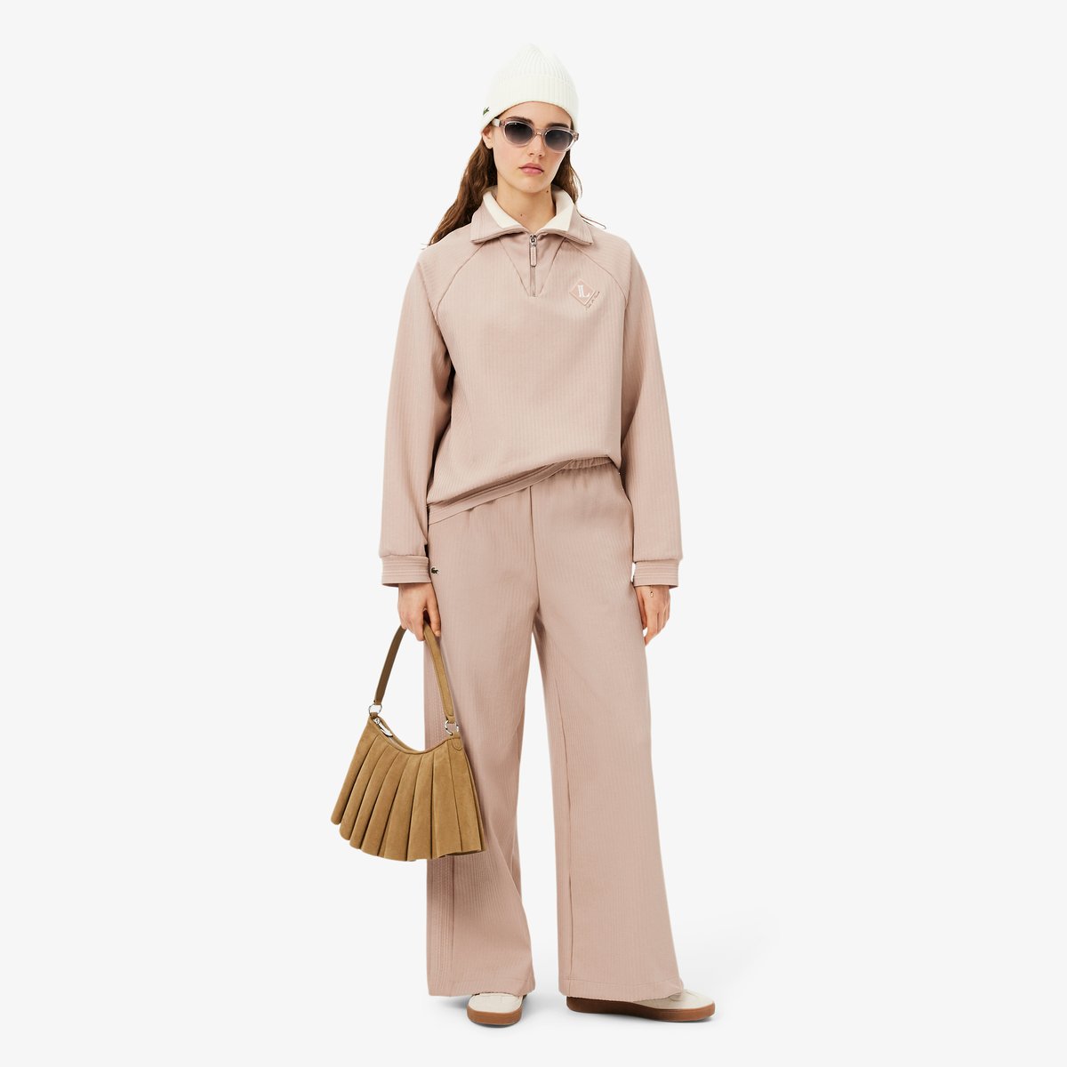 Sweatshirt fabriqué en France col zippé beige-s69, LACOSTE