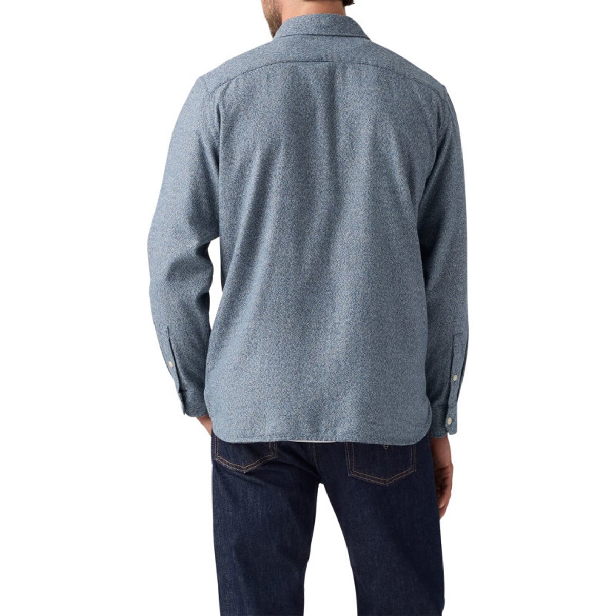 Chemise en coton bleu gris chinée avec une coupe droite et 2 poches bleu et gris, LEVI'S