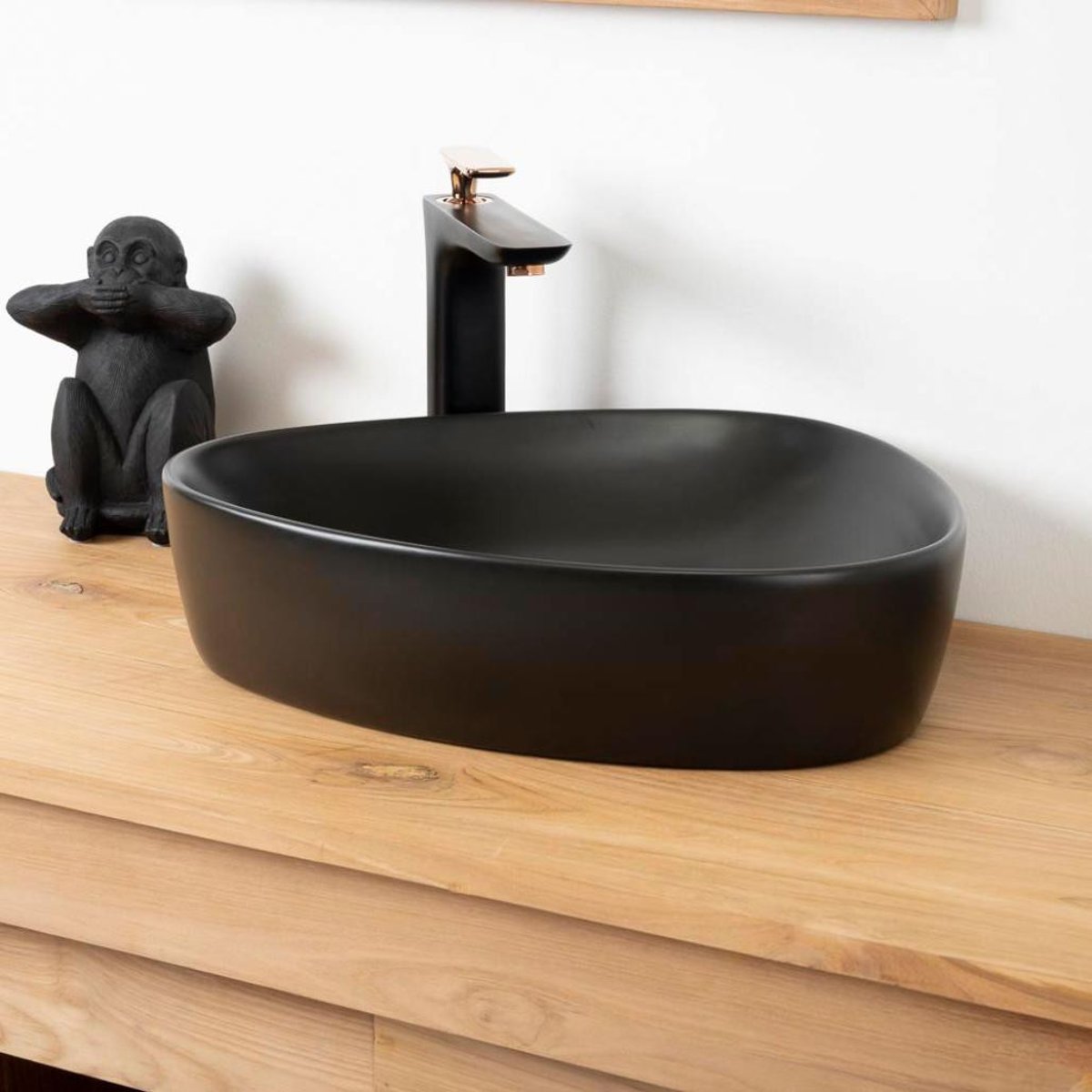 Vasque en céramique triangle 50 cm TANGA noir, WANDA COLLECTION