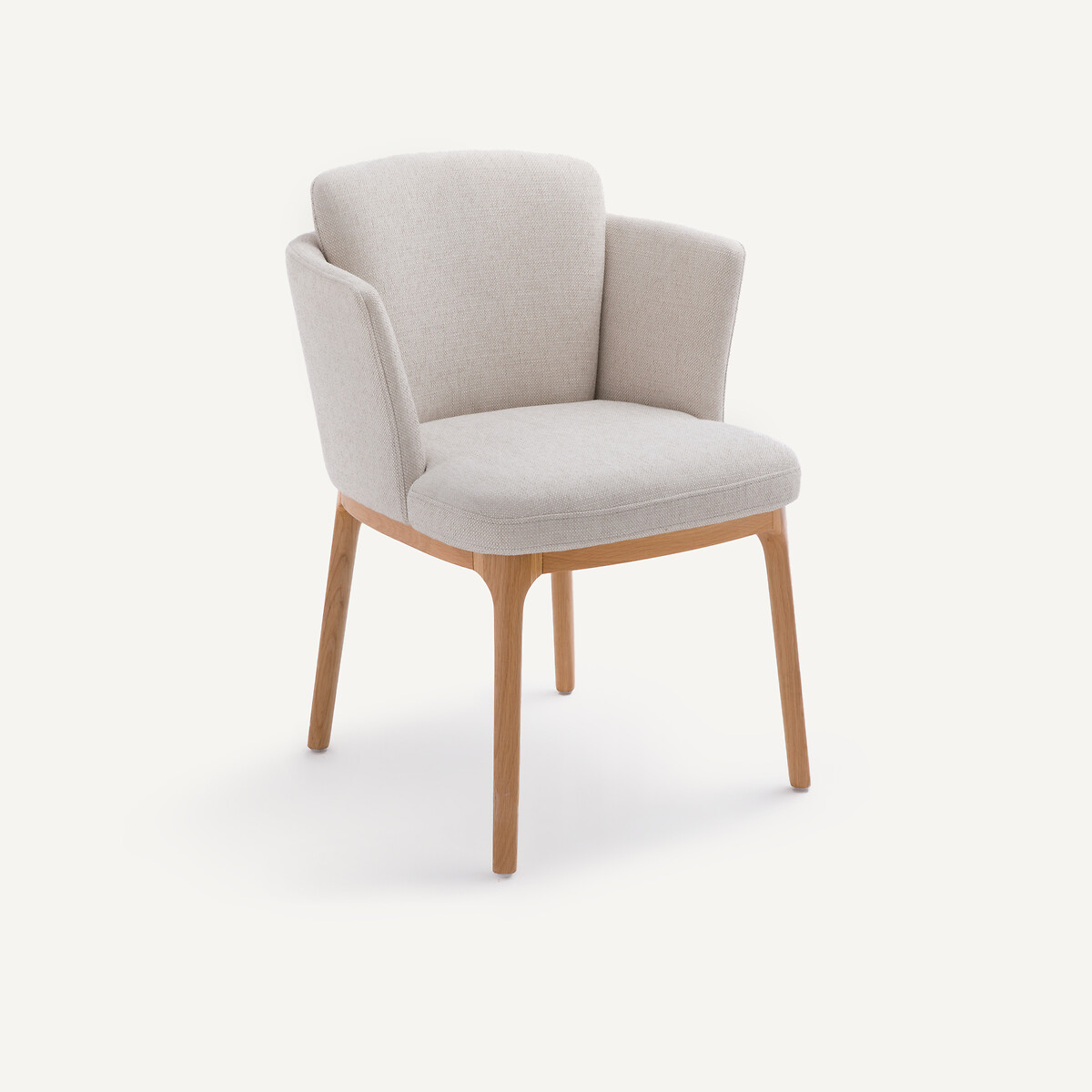 Fauteuil de table pied chêne et tissu natté Jabote ficelle, AM.PM