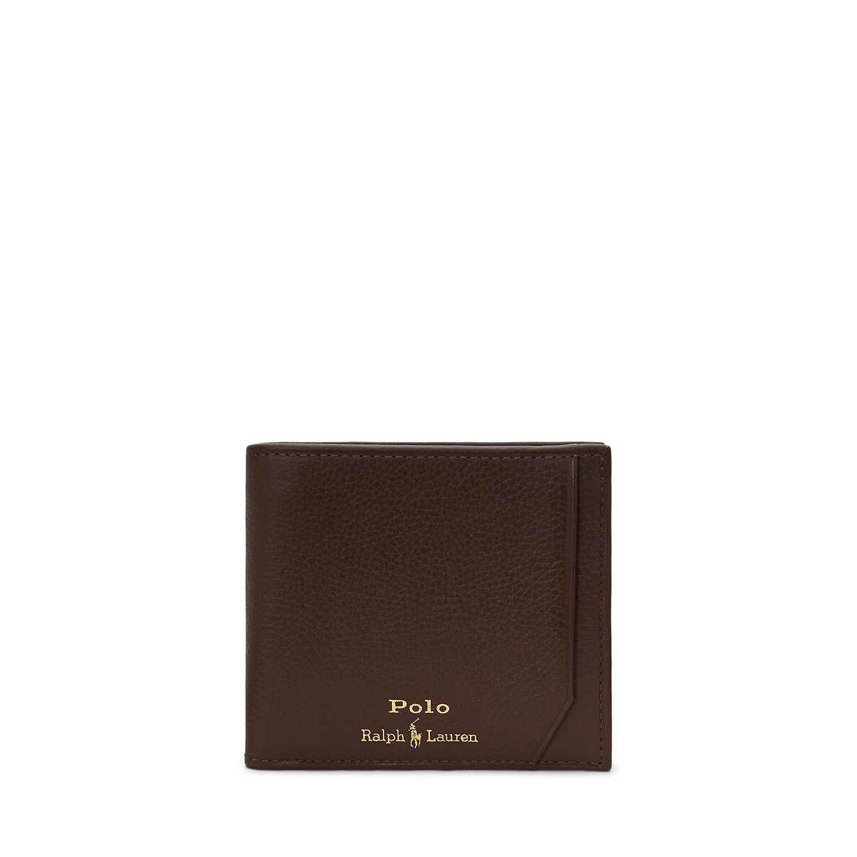 Portefeuille in sagri leer donkerkastanje, POLO RALPH LAUREN