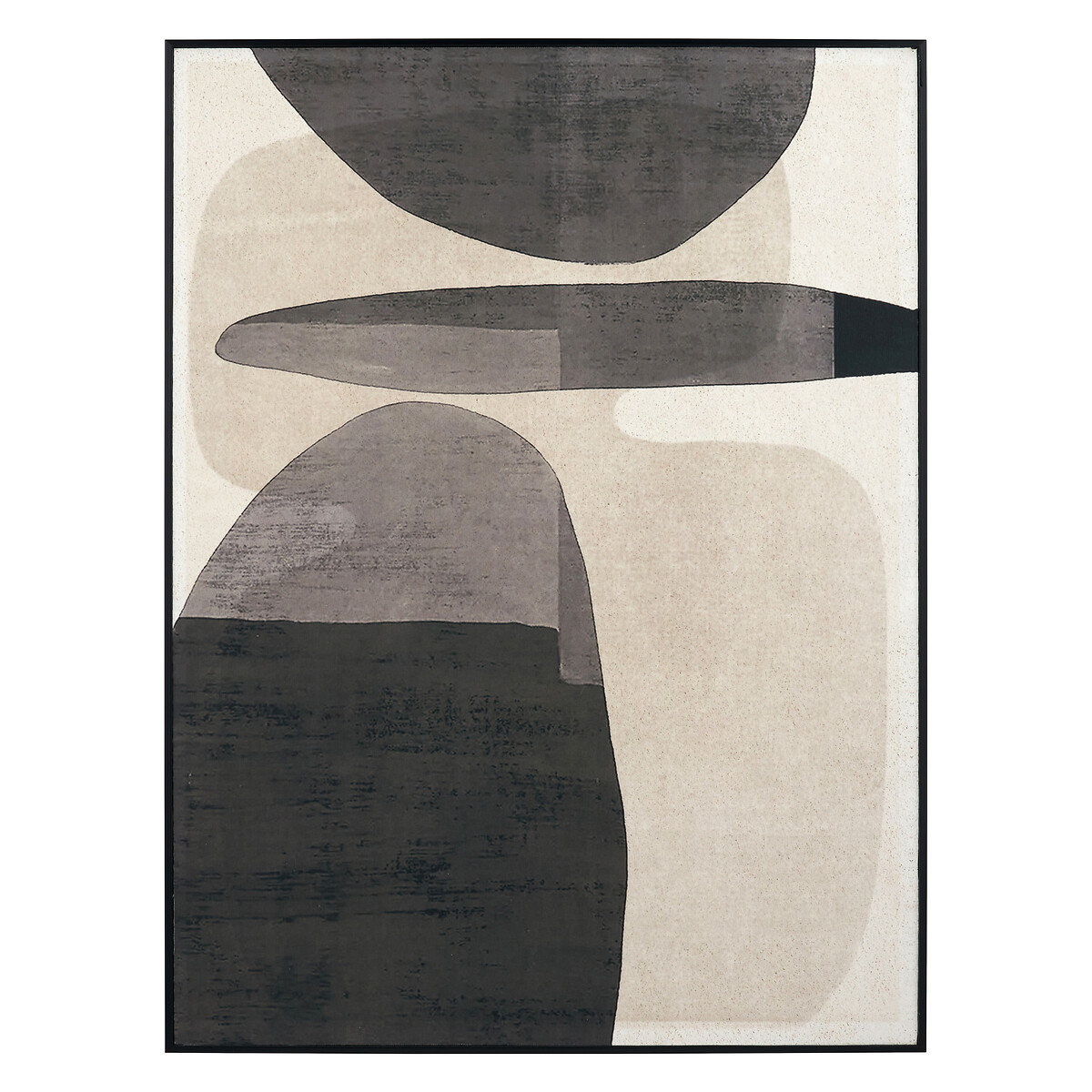 80 x 60cm Natural Canvas with Monochrome Ovals & Black Frame black/white, ÉDITÉ