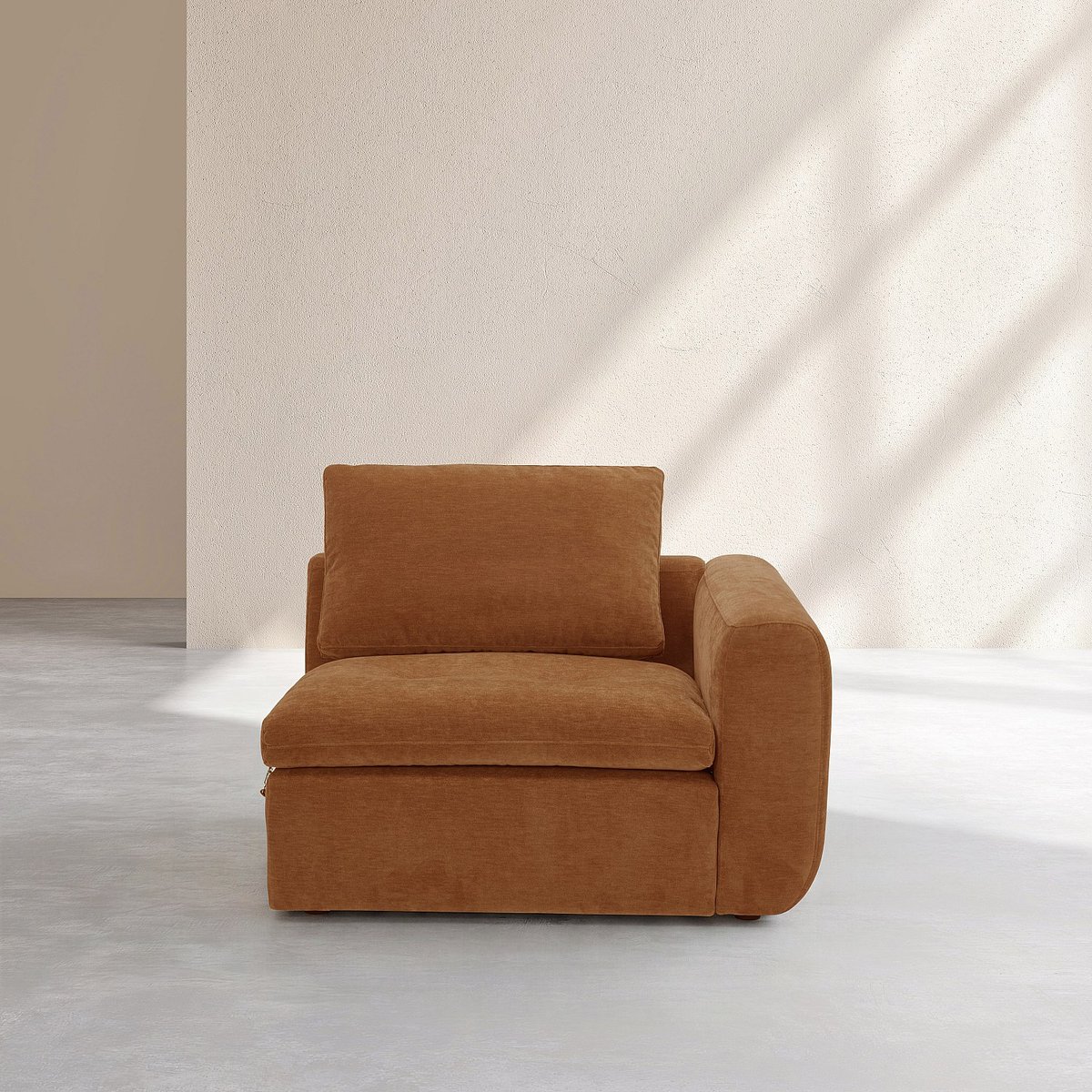 Module d'angle droit 1 place en tissu AMERIA marron, HABITAT