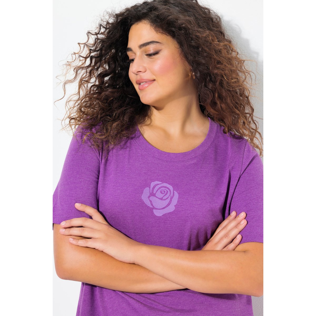 T-shirt motif rose, coupe Classic violet, ULLA POPKEN
