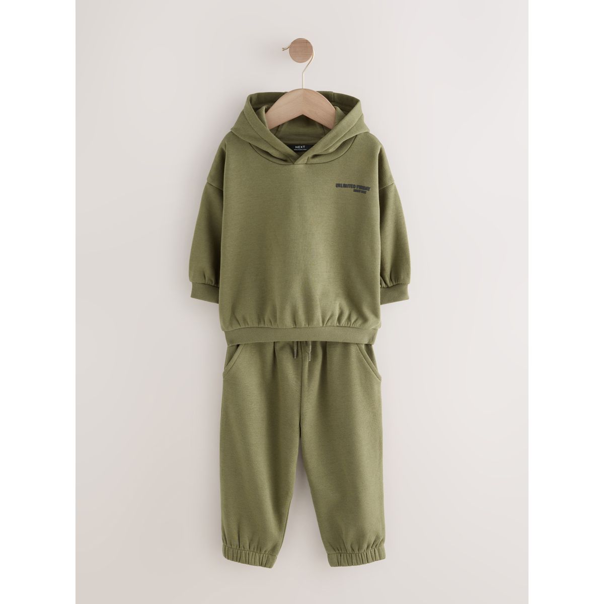 Sweat à capuche et pantalon avec inscription vert kaki, NEXT