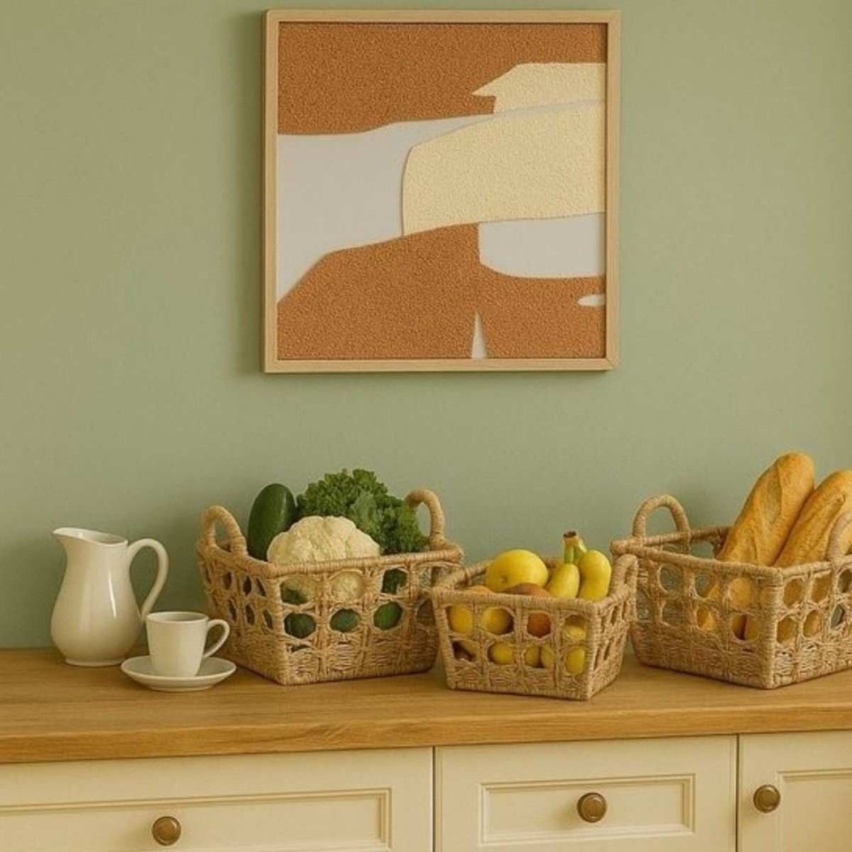 Cadre déco tissu bouclette 50x50cm terracotta, ORNAMI