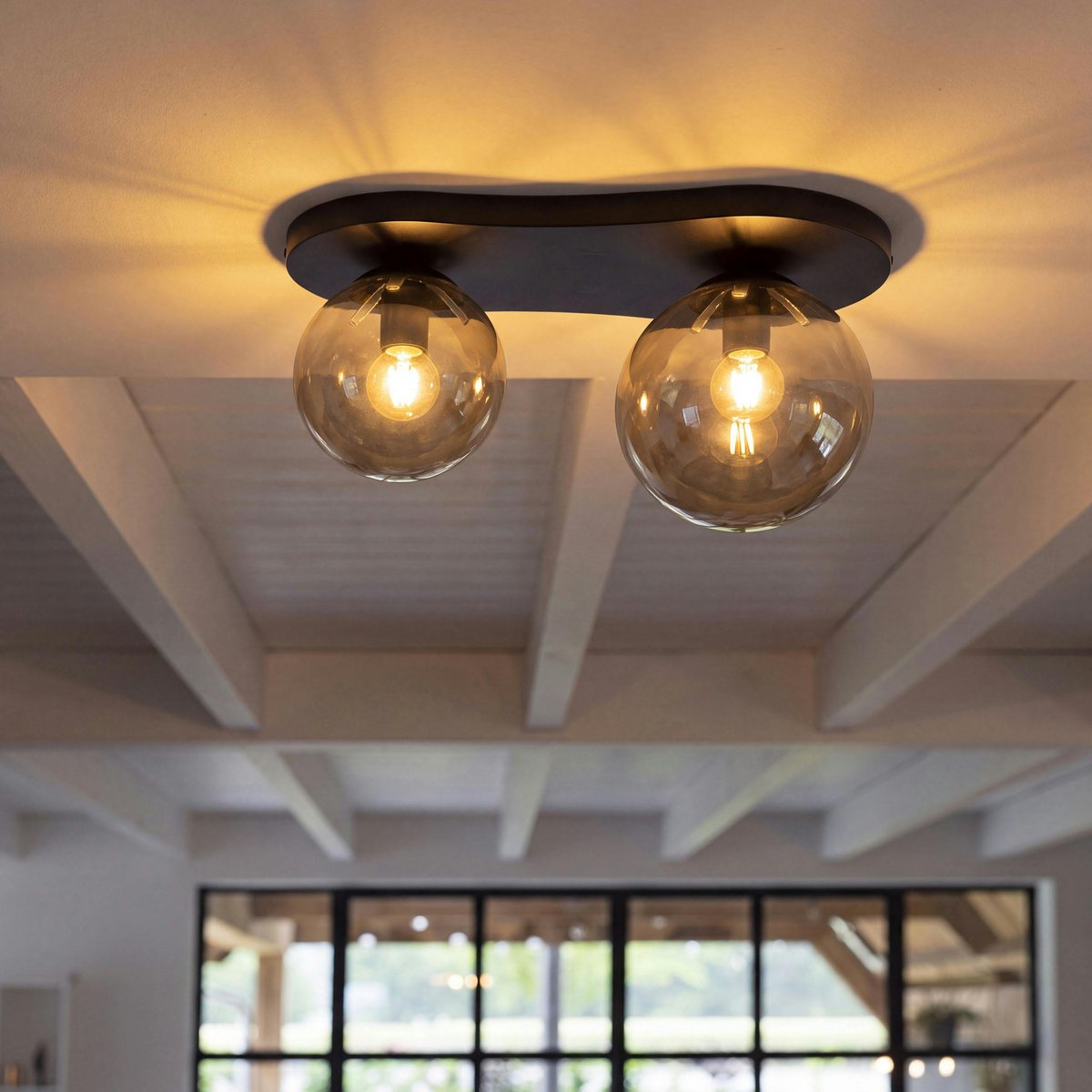 Plafonnier design organique 2 lampes NIAGARA brun, PIER IMPORT
