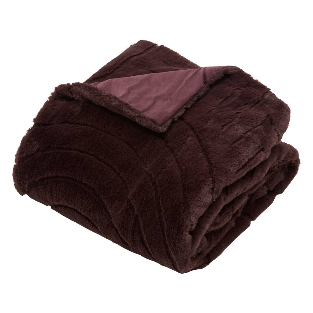 Plaid en imitation fourrure ARKA marron tonka, ATMOSPHERA