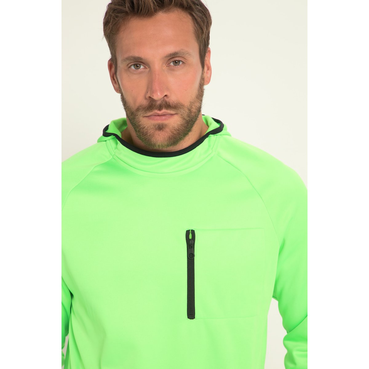 Sweat de fitness à capuche et poches, vert fluo, JP1880