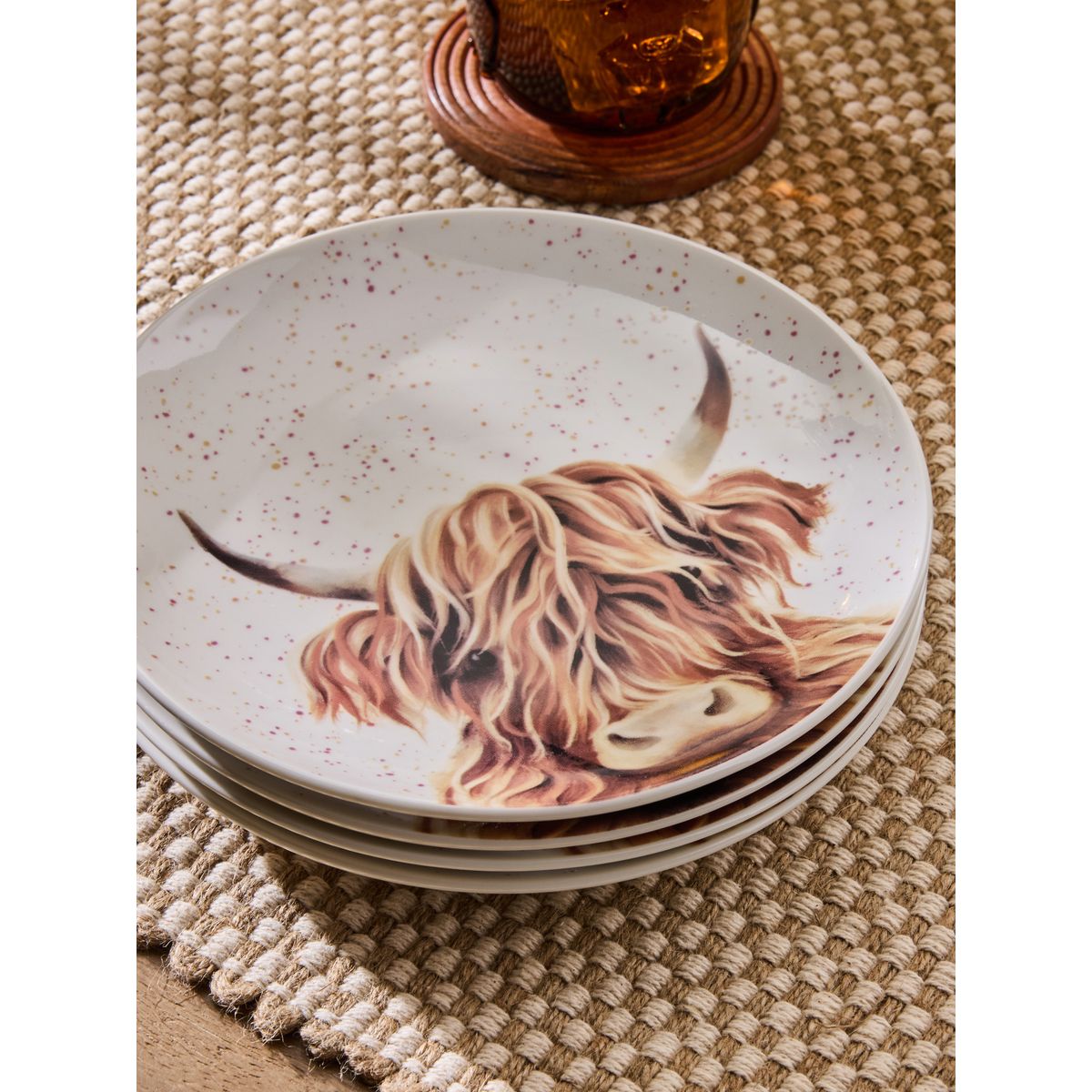 Assiette à dessert vache hamish, lot de 4 naturel, NEXT