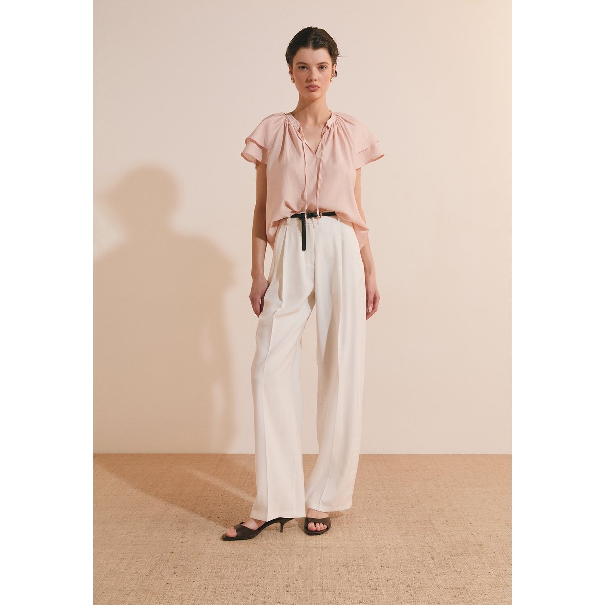 Pantalon large à pinces PICCIO perle, ETAM