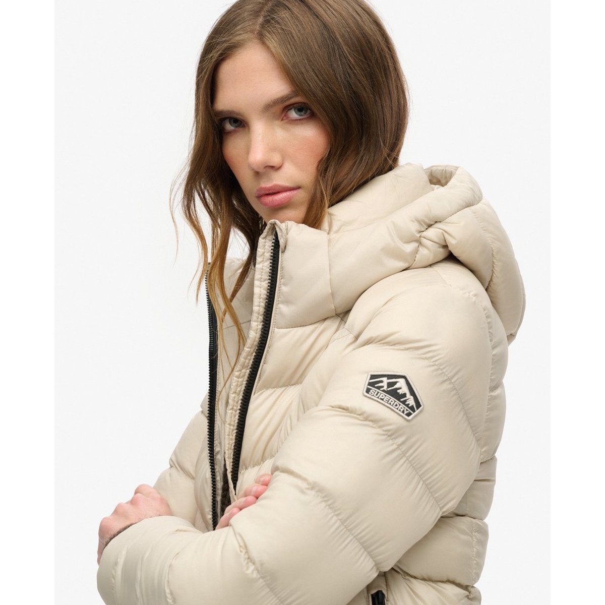Doudoune à capuche Fuji beige pélican, SUPERDRY