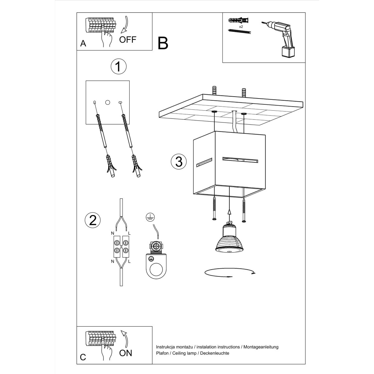 Plafonnier Aluminium Blanc G9 1 Lobo blanc, EDEN