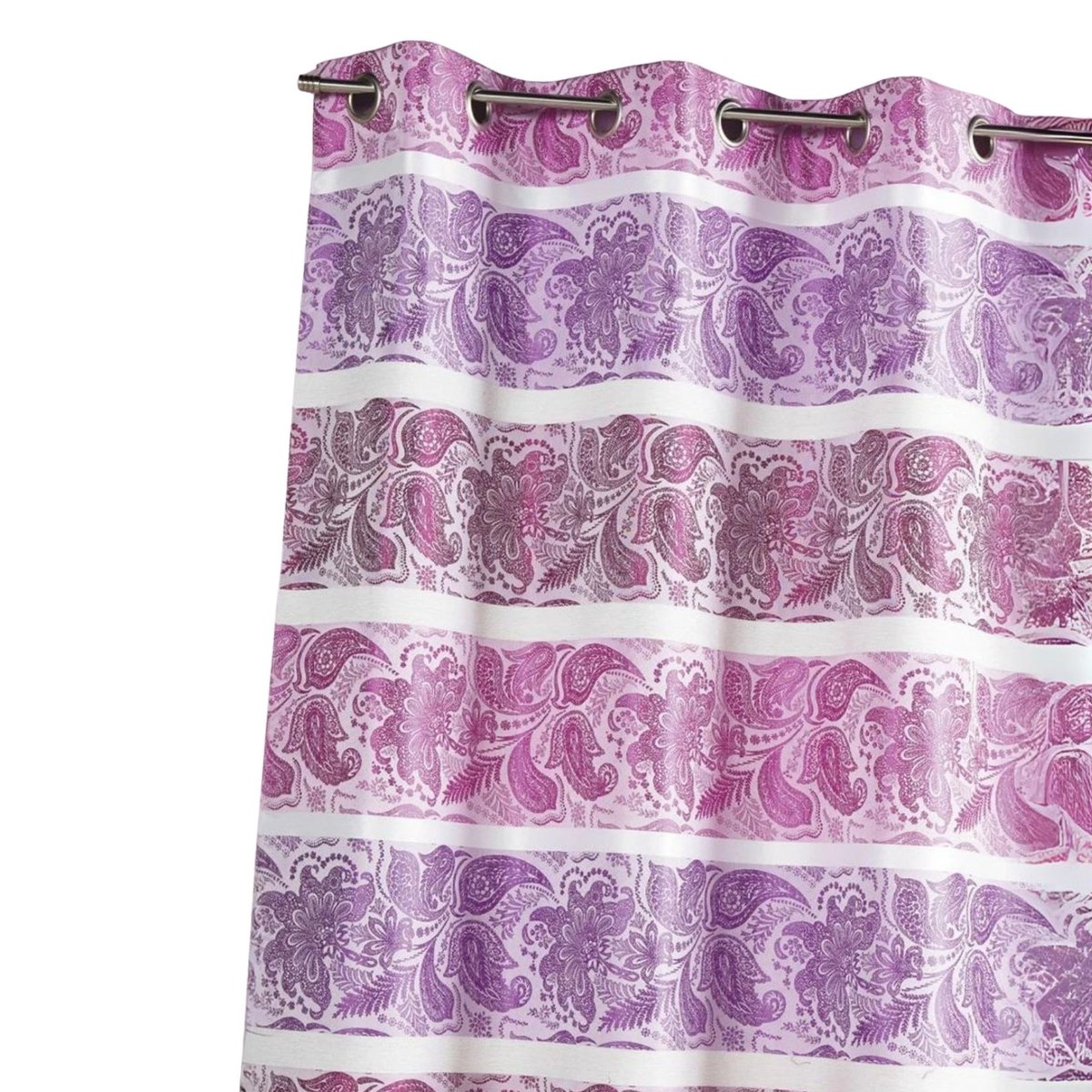Rideau occultant en jacquard à rayures horizontales fuchsia, HOME MAISON