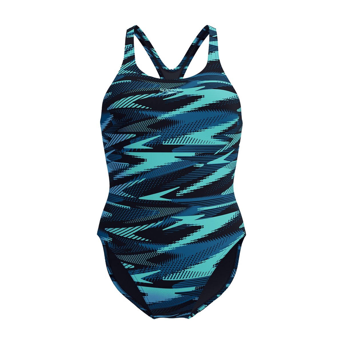 Maillot de bain 1 pièce dos nageur motif/style imprimé intégral HYPERBOOM MEDALIST bleu sarcelle foncé, SPEEDO