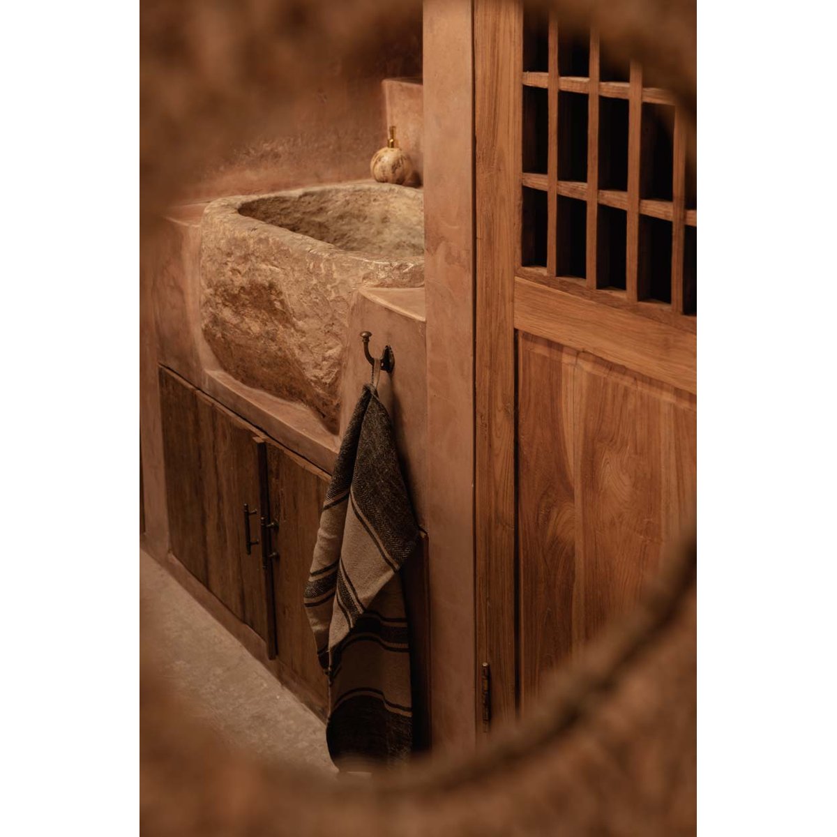 Torchon en lin LINEN SMUDGE noir beige, BAZAR BIZAR
