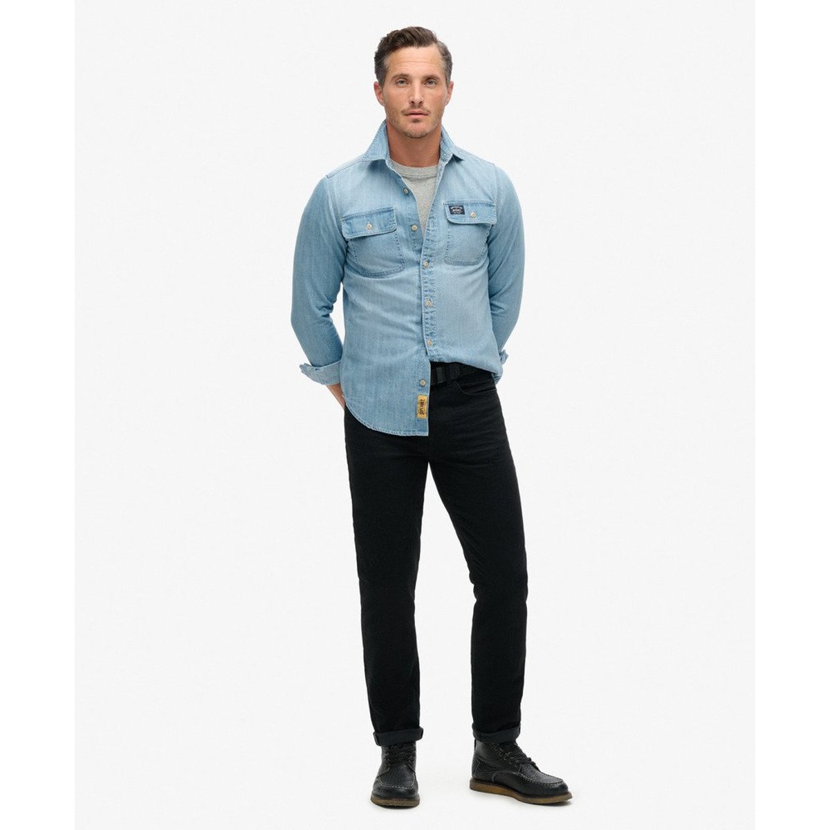 Chemise brodée Workwear délavé intense, SUPERDRY