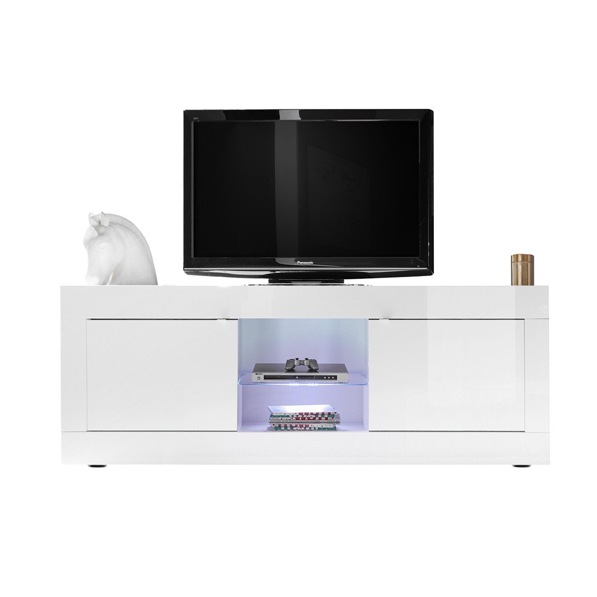 Meuble TV 2 Portes sans Éclairage L180 cm - INITIAL blanc, CALICOSY