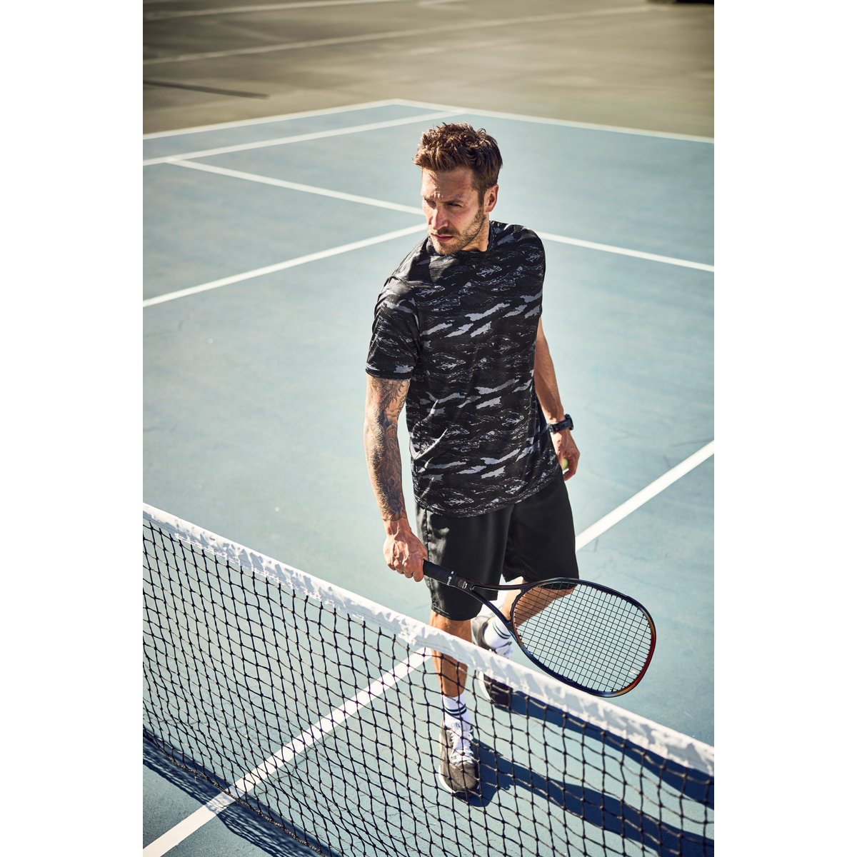 T-shirt technique spécial tennis noir, JP1880