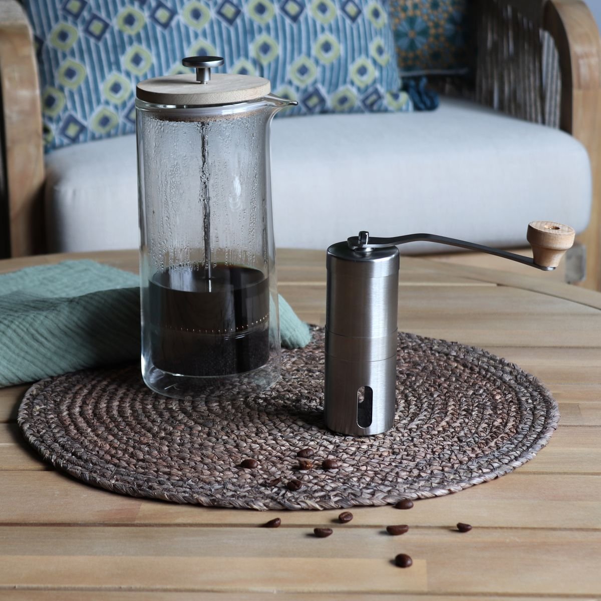 Moulin à café à manivelle en acier inoxydable inox, OGO LIVING