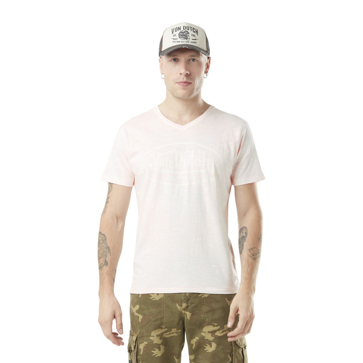 Tee shirt en coton TYRON rose pâle, VON DUTCH