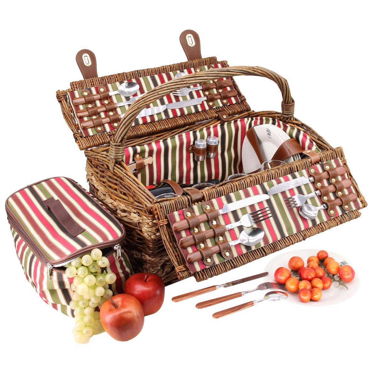 Panier pique-nique Montmartre 4 pers rayures multicolor, LES JARDINS DE LA COMTESSE