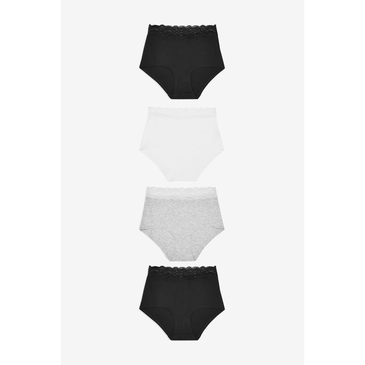 Culotte en dentelle et coton, lot de 4 blanc/noir/gris, NEXT