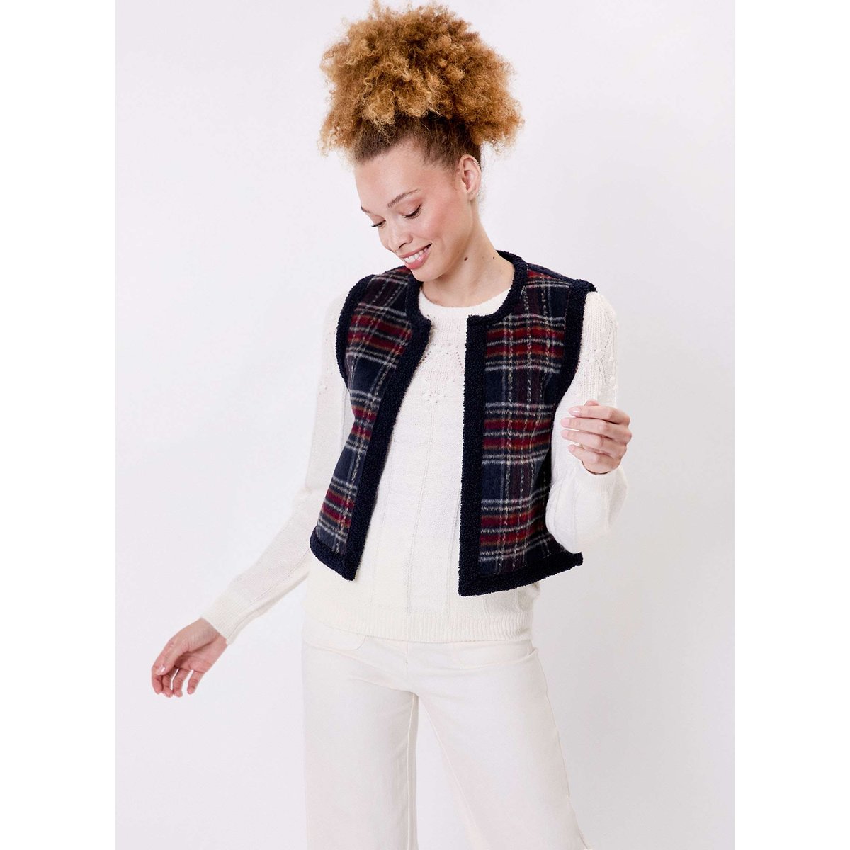 Gilet sherpa sans manche réversible RISI bleu marine, LA FIANCÉE
