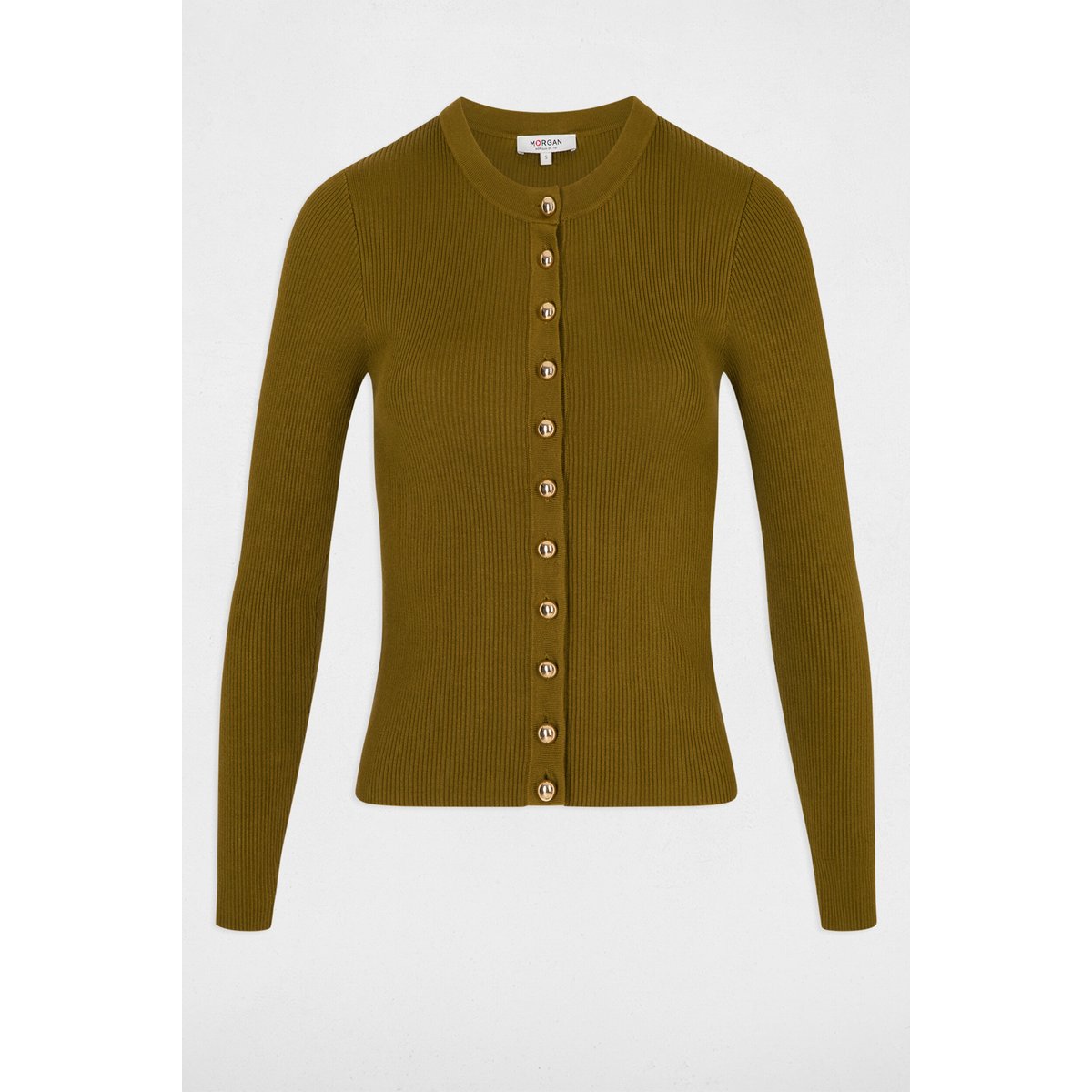 Pull cintré col rond vert olive, MORGAN
