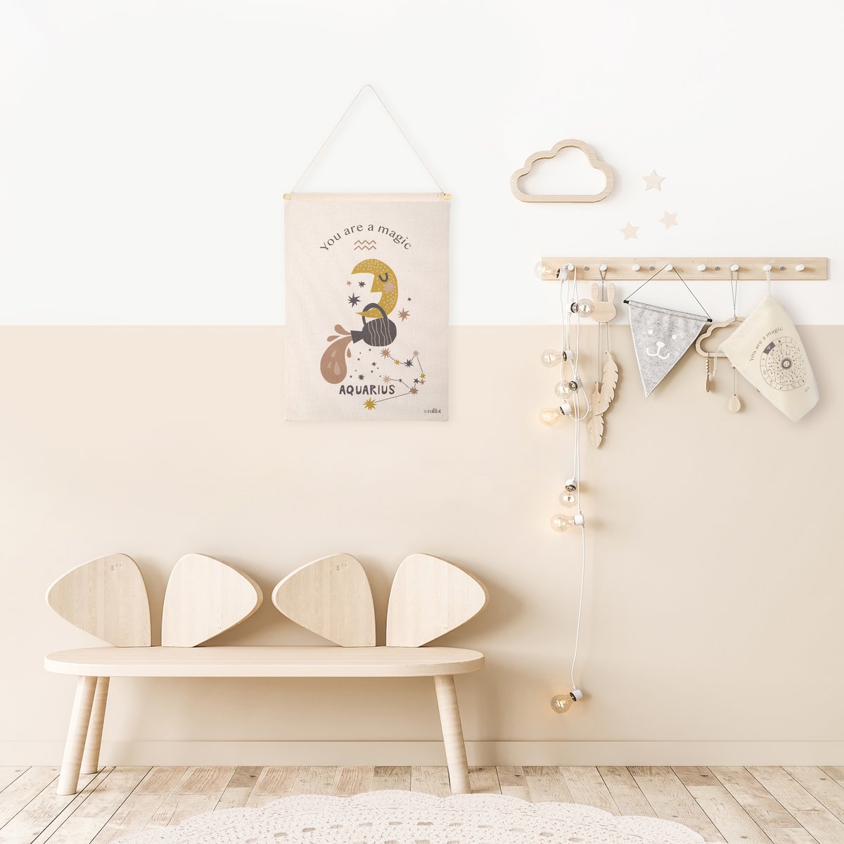 Décoration murale enfant LITTLE AQUARIUS naturel, NATTIOT