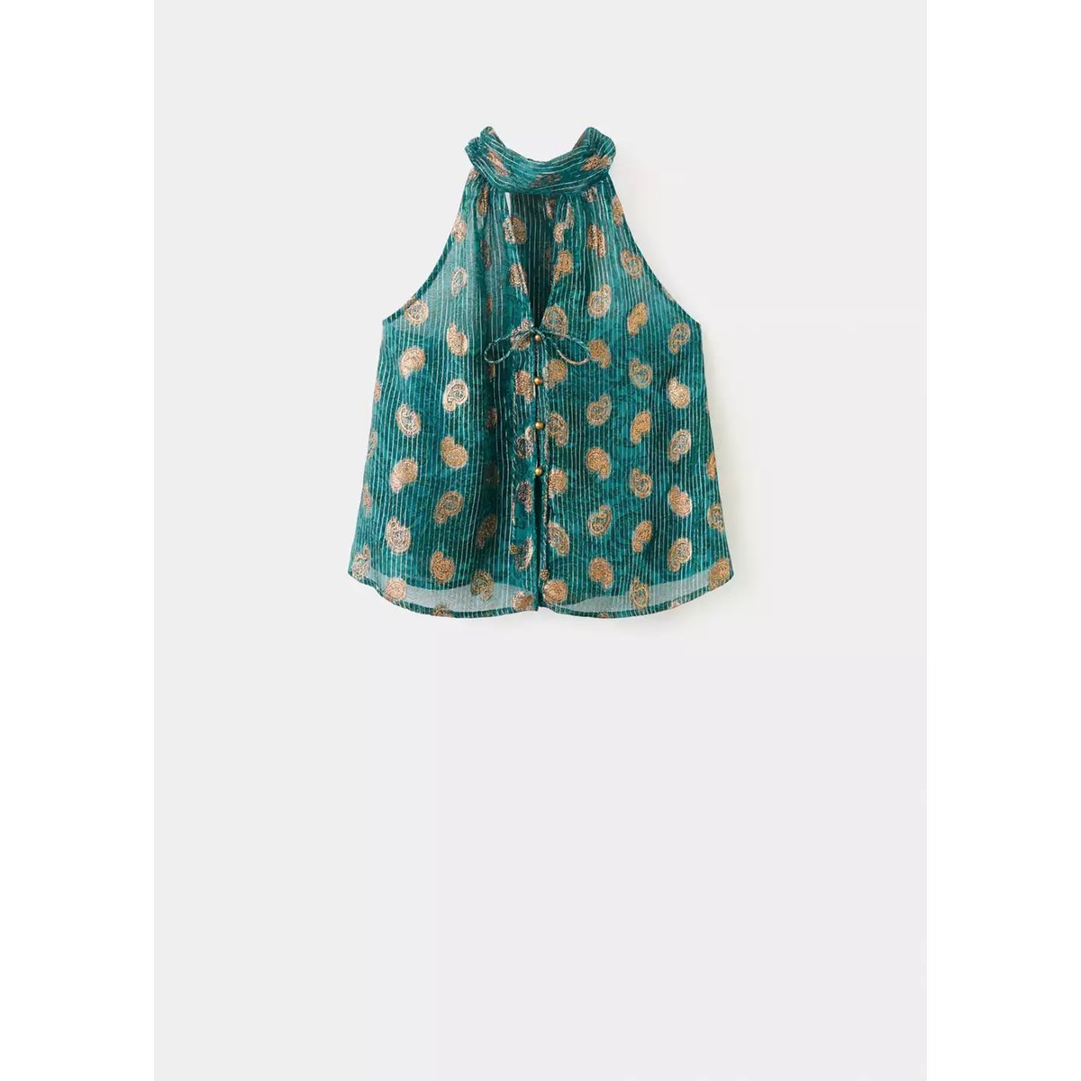 Top halter imprimé bleu pétrole, MANGO TEEN